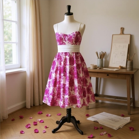 Ruby Rox ✦ Y2K Floral Dress ✦ Rose Pink White Sash Tulle Mini Size 3 EUC - Picture 11 of 13